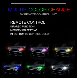 หลอดไฟ LED RGB <span class=keywords><strong>T10</strong></span> 2ชิ้นพร้อมรีโมทคอนโทรลชุด2ชิ้นไฟแฟลชแบบเน้นหลายโหมดลิ่มสำหรับตกแต่งภายในป้ายทะเบียน