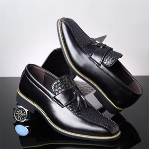 Chaussures Oxford pour homme en cuir véritable, style britannique haut de gamme, formelles, à lacets, bout pointu, fabriquées à la main, antidérapantes - Product Image 1