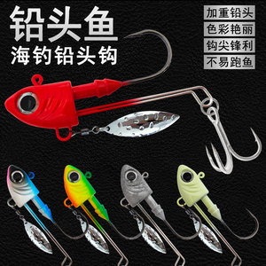 เหยื่อตกปลาทะเลจูซาน แบบมีหัวจิ๊กพร้อมใบพัดสีแดง สำหรับตกปลาทะเลน้ำเค็ม ตกปลาจากเรือ - Product Image 2