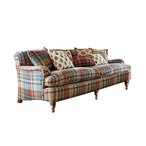 Divano a Tre Posti in Tessuto Scozzese Stile Retrò Francese-Americano, <span class=keywords><strong>Arredamento</strong></span> per Soggiorno di Piccoli Appartamenti e Ville - Product Image 5