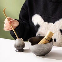 Coffret cadeau Matcha, style Japandi haut de gamme personnalisé, coffret Matcha noir 4 pièces, personnalisable