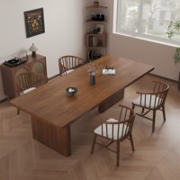 Table à manger rectangulaire en noyer noir brésilien massif, style moderne du milieu du siècle, table de cuisine minimaliste moderne, bureau à domicile