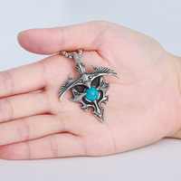 Bijoux Turquoise Design créatif de haute qualité, collier Vintage en acier inoxydable avec pendentif aigle avec effet 3D