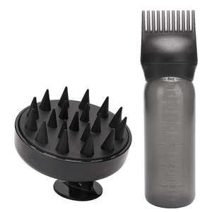 Brosse de massage du cuir chevelier en plastique et peigne pour les racines, applicateur de couleur et d'huile pour cheveux, ensemble de bouteilles de peigne à shampooing ionique imperméable pour tous les types de cheveux - Product Image 6