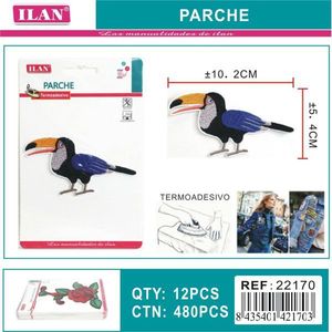 Patch thermoadhésif Ilan Parche Bird Design 10,2x5,4cm pour vêtements - Product Image 1