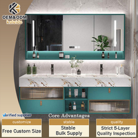 Meuble-lavabo mural en bois massif Kaleido 2026 OEM avec double vasque, suspendu ou autoportant pour salle de bain