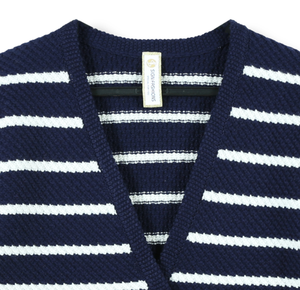 <span class=keywords><strong>Pull</strong></span> en jacquard à col en V à manches longues pour femmes, automne-hiver 2025, OEM et ODM personnalisés, couleur contrastée, <span class=keywords><strong>rayé</strong></span>, cardigan en tricot avec boutons - Product Image 4