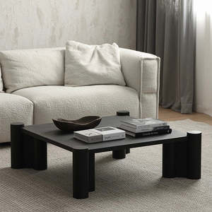 Mesas de café pretas quadradas superiores da tabela de chá do cimento do minimalista original do cimento nórdico da sala - Product Image 2