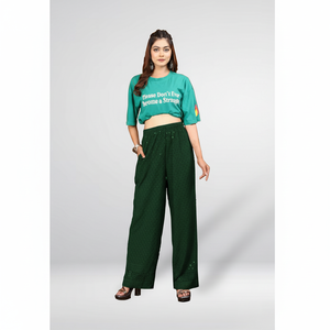 Pantalones Palazzo Negros de Pierna Ancha para Mujer, Cintura Alta, Ajuste Cómodo, Elegantes, Casuales, para Uso Diario, para Chicas y Damas - Product Image 1