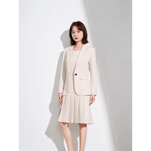 Women's Professional Black <b>Blazer</b> Dress <b>Set</b> Full Sleeve Worsted Anti-Wrinkle For Commute Autumn Winter - Product Image 4