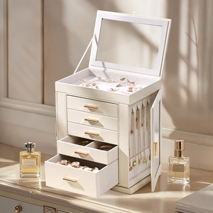 Caja <span class=keywords><strong>de</strong></span> Joyería Giratoria GREENSIDE <span class=keywords><strong>de</strong></span> Gran Capacidad con Ventana Transparente, <span class=keywords><strong>Organizador</strong></span> <span class=keywords><strong>de</strong></span> Almacenamiento <span class=keywords><strong>de</strong></span> Cuero - Product Image 3