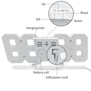 Trang trí đồng hồ treo tường 3D LED Tường báo động kỹ thuật số USB powered cho kho văn phòng nhà khách - Product Image 3
