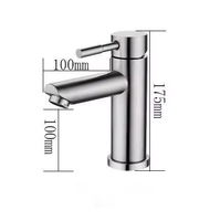 Robinet de bassin d'eau froide monté sur pont en acier inoxydable Nickel brossé de style simple pour chambre à coucher cuisine salle de bain