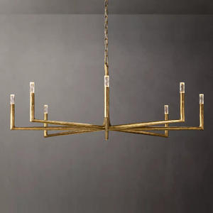 60" Round Solid Brass Large Chandelier Villa Banquet <b>Hall</b> Living Room Luxury Simple Antique Retro Gold Finish LED Chandelier - Product Image 1