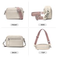 Individuelles Logo Strukturierte PU-Leder Handtasche Kleine Rechteckige Schultertasche mit Verstellbarem Jacquard-Riemen für den Großhandel