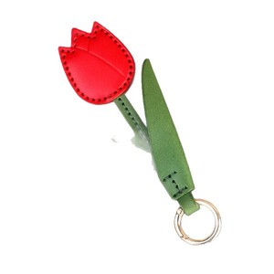 Stocked Pu Blue Charm <b>Cute</b> Leather Tulip Flower Keychain <b>Purse</b> Charms Tote Bag for Women - Product Image 6