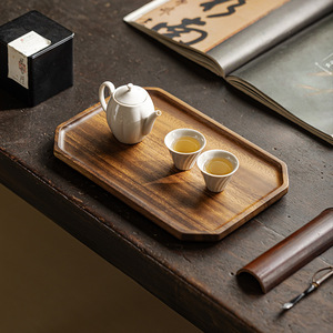 Walnut Wood Rectangular Tray Solid Wood Tea Snack Tray Creative Storage For Tea Set And <b>Teacup</b> - Product Image 1