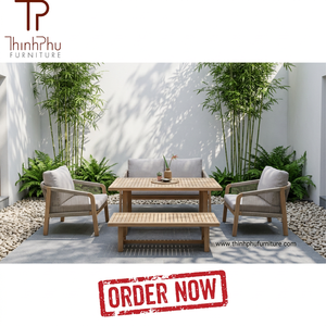 Luxury Contemporary <b>Foldable</b> Acacia Wood Eco-friendly Teak Wood Frame Outdoor Furniture Set <b>Garden</b> Sofa Dining <b>Table</b> Chair for - Product Image 2