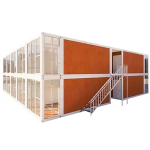 Factory supply 2 storey Prefab folding expandable temporary building home flats room container dorm