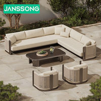 Ensemble de canapés de luxe d'extérieur en corde pour hôtel, mobilier de jardin moderne en aluminium, ensemble décontracté pour villa et patio
