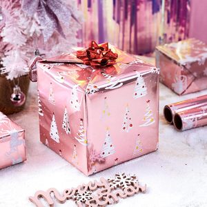 Merture Christmas Wrapping Paper Roll 17x120 Inch <b>Pink</b> Metallic Anti Curl Gift <b>Wrap</b> For Holiday Crafting - Product Image 5