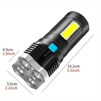 Super lumineux 4led lampe de poche rechargeable Cob côté lumière multifonctionnelle forte lumière lampe de poche extérieure LED lampe de poche portable