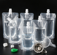 En stock – Vente en gros – Doypack transparent en PET de qualité alimentaire avec bec verseur, 30 ml-500 ml – Pochette réutilisable pour jus, boissons, eau minérale, bière