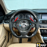 Volant sport personnalisé en fibre de carbone pour BMW Série 5 F10 X5 F15 2010-2017 avec palettes de changement de vitesse