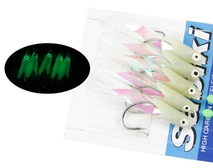 Aparejos Sabiki al por mayor para pesca en agua salada, señuelo luminoso para macarela que brilla en la oscuridad, anzuelo con cabeza de pez y diseño impreso - Product Image 5