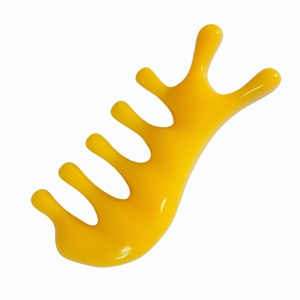 Peigne de massage pour la tête en résine jaune 2-en-1 avec design de poignée unique en forme de fourche pour l'acupression - Product Image 4