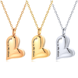 Bán Buôn Thép Không Gỉ Tim Hỏa Táng Urn Vòng Cổ Bạc/Vàng/Rose Gold Urn Mặt Dây Chuyền Vòng Cổ Cho Con Người/Pet Tro - Product Image 1