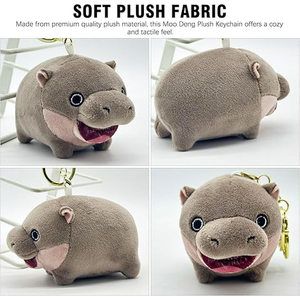 Chìa khóa xe Túi xách quyến rũ mở miệng màu hồng cơ thể mũm mĩm Vòng tay chân nhỏ màu xám hà mã Mặt dây chuyền đồ chơi 4 inch mềm sang trọng hà mã Keychain - Product Image 2