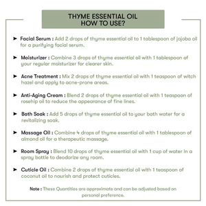 Huile <span class=keywords><strong>de</strong></span> <span class=keywords><strong>Thym</strong></span> Multi-Usages - pour l'Équilibre du Cuir Chevelu, la Réduction des Pellicules, la Fabrication Artisanale <span class=keywords><strong>de</strong></span> Savons et Shampoings - Huile <span class=keywords><strong>de</strong></span> <span class=keywords><strong>Thym</strong></span> 100% Pure et Naturelle - Product Image 5