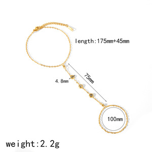 18K PVD Gold Zircon Stainless Steel Finger <b>Bracelet</b> Chain | One-Piece Vintage <b>Boho</b> Hand Chain Jewelry Women | Trendy - Product Image 5