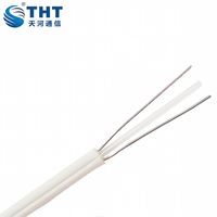 Kabel Optik Drop Tipe Busur Transparan GJIXH FTTH Indoor, Kabel Serat Optik Tak Terlihat G657A2 dengan Pelindung Ketat Nylon/TPU/PVC LSZH