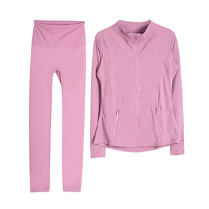Women's High Quality 1:1 Lulu Buttery Soft Long Sleeve Sports <b>Jacket</b> Set Breathable Quick Dry Workout Outfit <b>Yoga</b> Set - Product Image 2