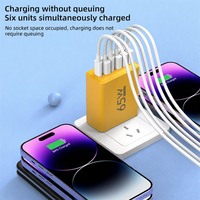 Pengisi Daya USB C 65W Pengisian Cepat untuk XIaomi 14 Ultra Samsung Galaxy S22 S23 iPhone 13 14 Pengisi Daya USB Port Ganda Pengisian Cepat QC3.0