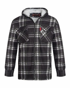 Veste en flanelle à capuche avec fermeture éclair, <span class=keywords><strong>chemise</strong></span> à carreaux avec doublure en sherpa, polaire épaisse - Product Image 3