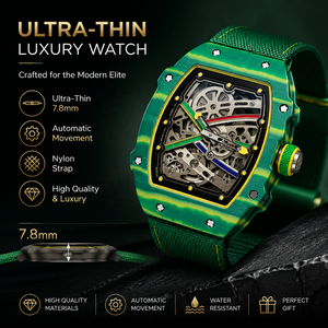 2026 Best Selling Luxury <strong>Watch</strong> Ultra Thin Ultra Light Green 67-02 Carbon Fiber Material Men's Trend Mechanical <strong>Watch</strong> - Product Image 1