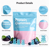 Gummies protéinés végétaliens à l'ashwagandha, marque distributeur, 8g de protéines, soutien à la croissance musculaire, en sachet