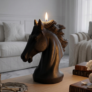 Vela Aromática con Forma de Cabeza de Caballo Negro, Vela de Cera de Soja de Lujo Hecha a Mano, Decoración para el Hogar con Forma de Animal, Graduación, Cumpleaños, Bodas, 1.150 g - Product Image 1
