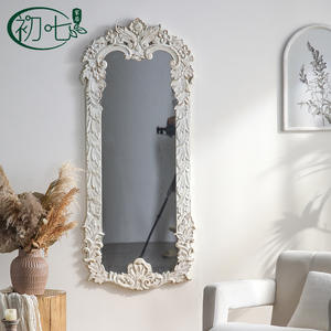 French Retro Wall Mirror Resin <b>Frame</b> <b>Arch</b> Shape Shabby Chic Decorative Full Length Mirror For Living Room Or Clothing Store - Product Image 1