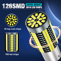 Lampes LED Auto Super Lumineuses 12V 126SMD 2016 24W 1156 1157 BA15S BAU15S BAY15D 7440 7443 6000k pour Frein Clignotant Marche Arrière Voiture