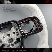 Volant personnalisé en fibre de carbone forgée rouge pour Ford Mustang S650 Dark Horse GT GT500 GTD Shelby Coupé 7ème génération 2024-2026