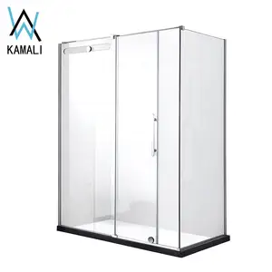 KAMALI Sanitary Hot Sale Low Price Wholesale Customizable Frameless Square Bathroom Shower Cabin, Sliding Glass Shower Room