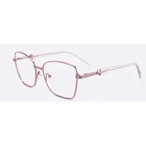 Occhiali 2024 Vintage Anti luce blu montature occhiali da vista in metallo Designer retrò occhiali da vista per donna montatura ottica