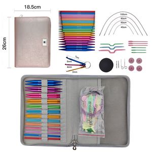 13 pares de juegos de agujas de tejer redondas de aluminio intercambiables, simples, portátiles, duraderas y ecológicas KD053 - Product Image 1