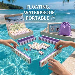 Envío en 1 Día: Juego de Mahjong Americano Flotante de Lujo, Moderno, Plegable, Ecológico, Resistente <span class=keywords><strong>al</strong></span> Agua, con Fichas de <span class=keywords><strong>Póker</strong></span> Portátiles - Product Image 1