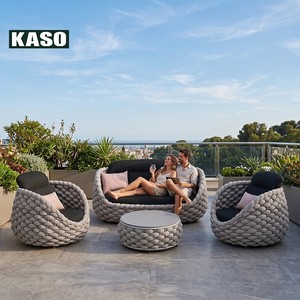 Ensemble de canapés d'extérieur <span class=keywords><strong>en</strong></span> corde tressée pour villa moderne et resort, mobilier de patio d'hôtel, ensemble de canapés d'extérieur <span class=keywords><strong>en</strong></span> corde d'aluminium imperméable - Product Image 2