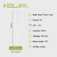 Tubo LED T5 de 4 pies y 9W con Bypass de Balasto, Lámpara LED de 100-265V, Iluminación sin Parpadeo y de Alto CRI, Tubo de Lámpara de Ahorro de Energía